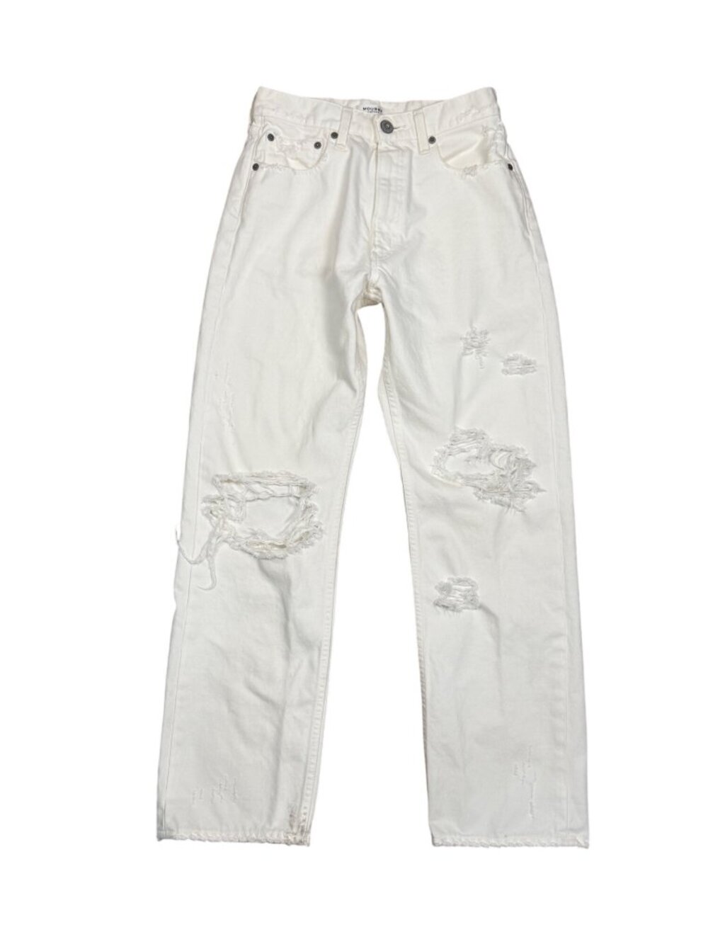 Moussy Vintage Howa White Straight Leg Distressed Jeans Size 27 Japan